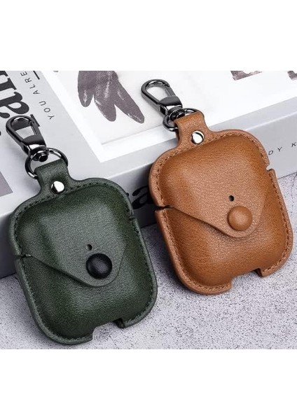 Airpods 1 ve 2.nesil Ile Uyumlu Deri Koruyucu Kılıf, Tpu Deri 1-2 Uyumlu Kılıf (Siyah)