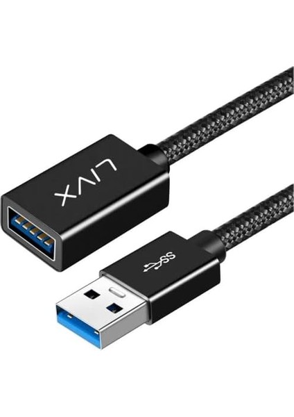 Rope 5gbps Hızlı Veri Aktarımı USB 3.0 Erkek Dişi Uzatma Kablosu Halat Örgülü (3 Metre)