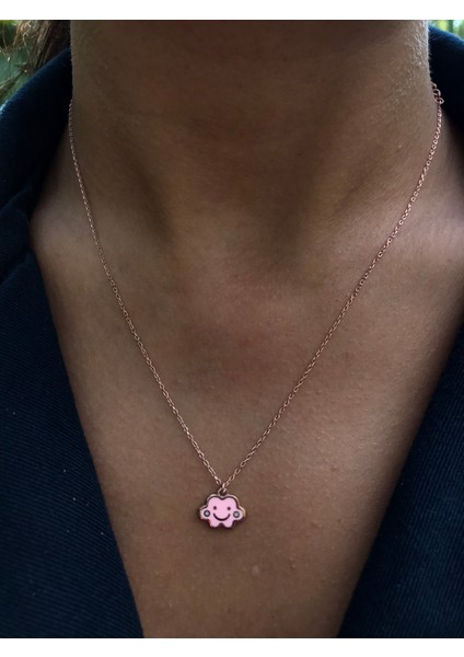 Bulut Gülen Yüz Gümüş Kolye