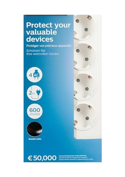 SPN7040WA Akım Korumalı Priz 4'lü 600J 2m 3680W 16A