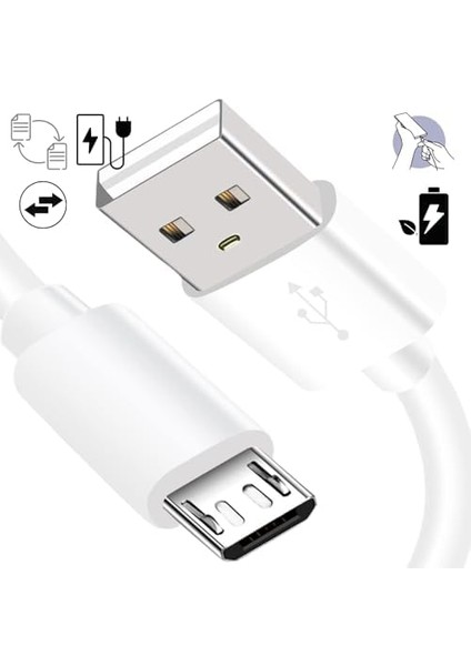 Şarj Micro USB Kablo - Android Cihazlarla Uyumlu, Dayanıklı Örgü, Veri ve Şarj Kablosu, 2.4A Hızlı Şarj Desteği (150CM)