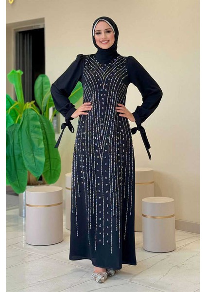 Taş Detaylı Elbise 3935 Siyah