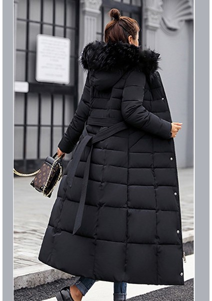 Kışlık Uzun Kürklü Kapüşonlu Kadın Şişme Mont indirimleri