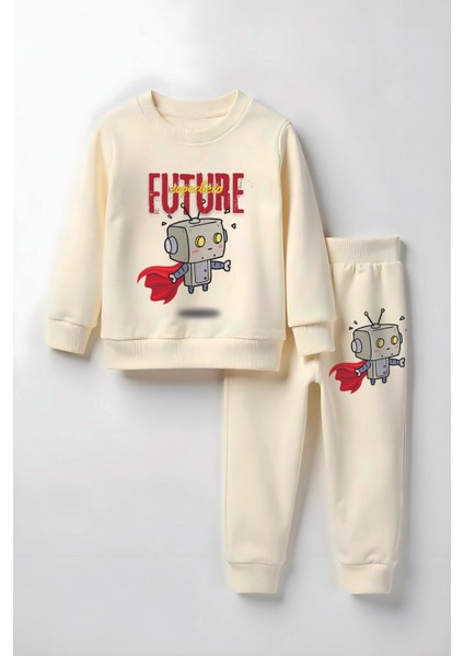 Unisex Future Robot Baskılı Alt Üst Çocuk Takım 23369