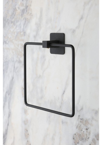 Banyo Aksesuarları Tuvalet Kağıtlığı Havluluk Fönlük Kare Havluluk Yapışkanlı Kapaklı Siyah Aksesuar