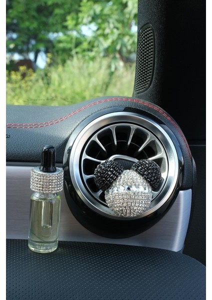 Panda Koku Gümüş Taş Kulakları Siyah Taş & Gümüş Baget Taş & Yedek Koku Şişesi