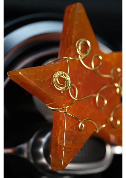 Turuncu Akik Yıldız Gold Tel Sarmalı Doğal Taş Klima Kokusu modelleri