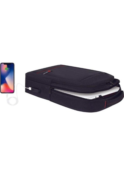 MCC-007 17.3" Office USB Girişli Notebook Sırt Çantası Siyah