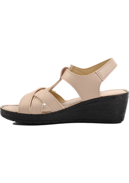 Bej Topuklu Kadın Sandalet 673572 Z