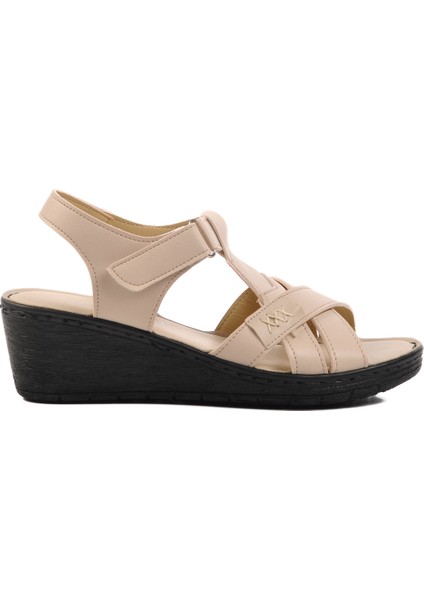 Bej Topuklu Kadın Sandalet 673572 Z