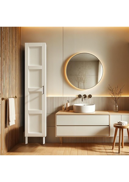 BNY111BEYAZ Boy Kapaklı Yüksek Banyo Dolabı