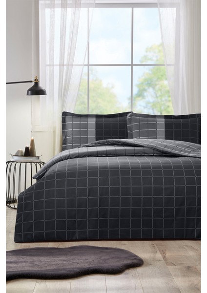 Nera Siyah King Size Battal Boy Lastikli Fitted Çarşaf Nevresim Takımı