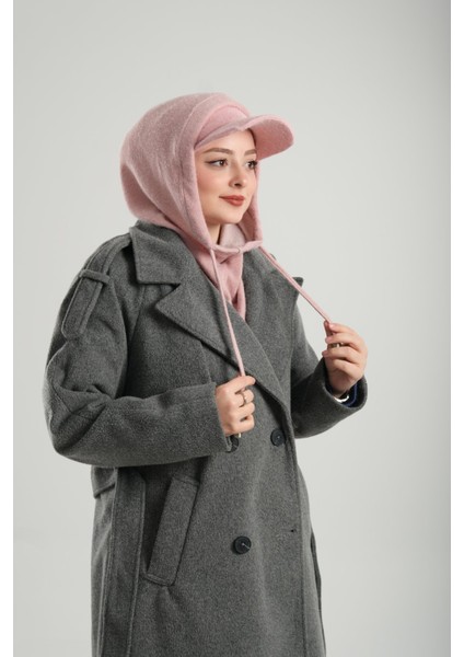 Pudra Bağcıklı Peluş Salaş Şapkalı Balaklava Boyunluklu Bere Jakar Düz 2332_06 modelleri