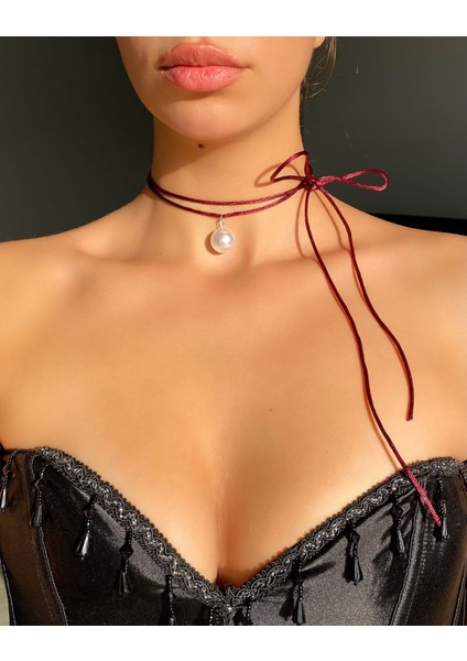 Ipli Büyük Inci Choker Kolye
