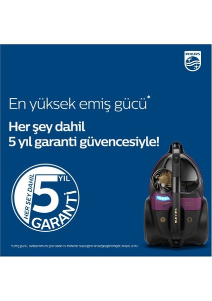 Pro Ultimate Marathon Toz Torbasız Süpürge- Super Turbo Fırça, Triactive Ultra Başlık, Allergy H13 Filtre