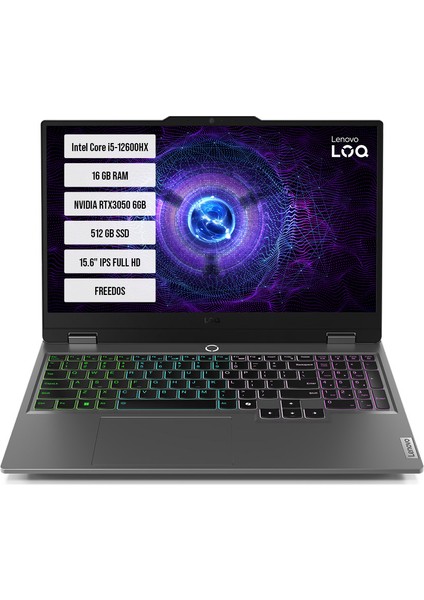 Loq 15IAX9 83GS00PDTR-01 Intel Core I5-12600HX 16GB 512GB SSD RTX3050-6GB 15.6" IPS Freedos Taşınabilir Bilgisayar