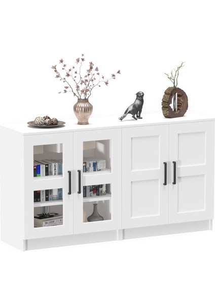 KNS-204-K-Beyaz Camlı 4 Kapaklı Konsol