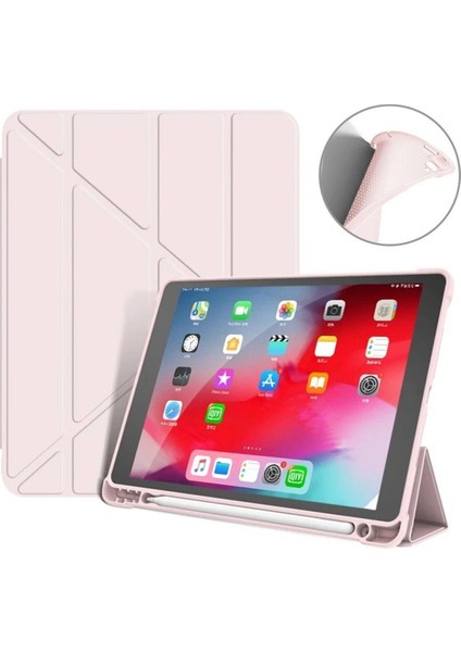 Apple iPad 10. Nesil 10.9 2022 Kılıf Kalem Bölmeli Trifolding Standlı Uyku Modlu Kapak