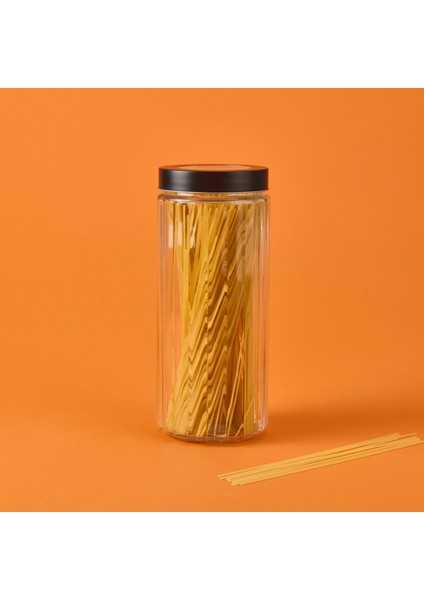 Borosilikat Cam Saklama Kabı - Gri / Siyah - 2,2 Lt