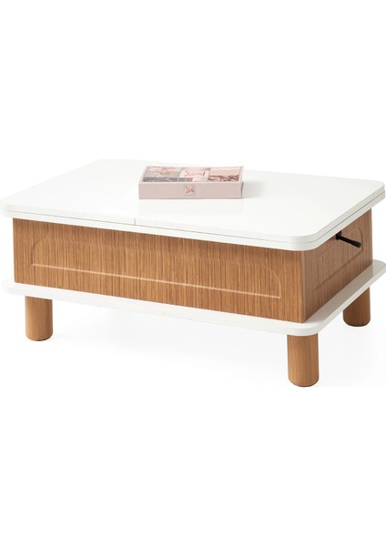 Akıllı Laptop Sehpa Yemek Masası Orta Sehpa Beyaz-Diş Budak