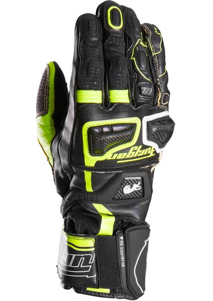 STYG20 x Kevlar Deri Motosiklet Yarış Eldiveni Siyah Neon
