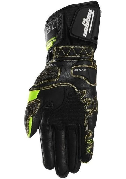 STYG20 x Kevlar Deri Motosiklet Yarış Eldiveni Siyah Neon