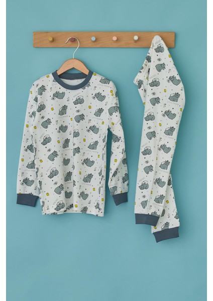 Erkek Çocuk Ayıcık Baskılı Pijama Takımı