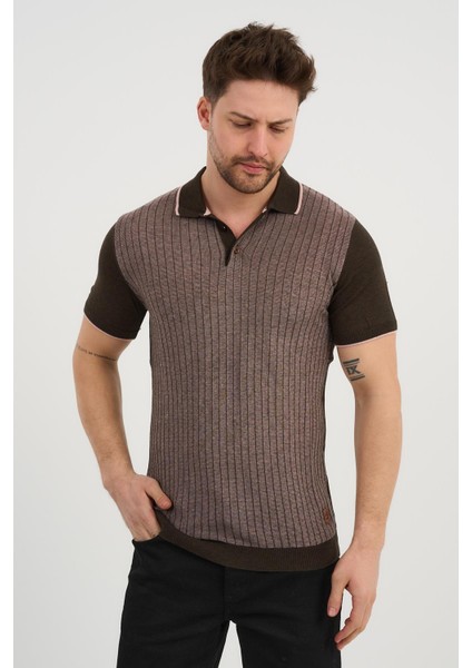 Alexander Gardı Triko Polo Yaka T-Shırt, Kahverengi (Ag504602) Kahverengi M