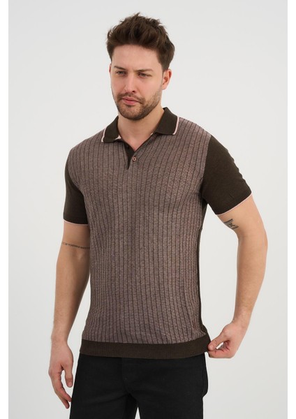 Alexander Gardı Triko Polo Yaka T-Shırt, Kahverengi (Ag504602) Kahverengi M