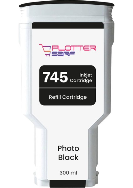 PlotterSarf® Hp 745 Photo Black (Pb) Orijinal Mürekkep Dolumlu Feyink Kartuş 300 ml Fotoğraf Siyahı, Uyumlu Makineler: Z2600,