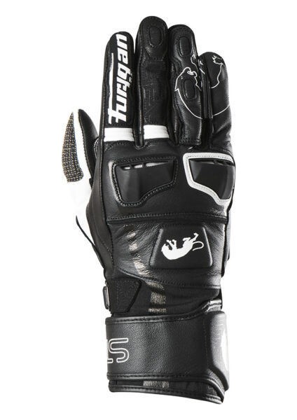 STYG15 Deri Motosiklet Yarış Eldiveni Siyah Beyaz