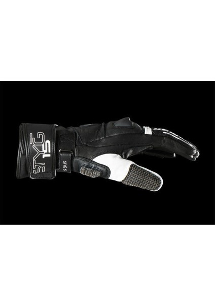 STYG15 Deri Motosiklet Yarış Eldiveni Siyah Beyaz modelleri