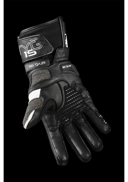 STYG15 Deri Motosiklet Yarış Eldiveni Siyah Beyaz fırsatları