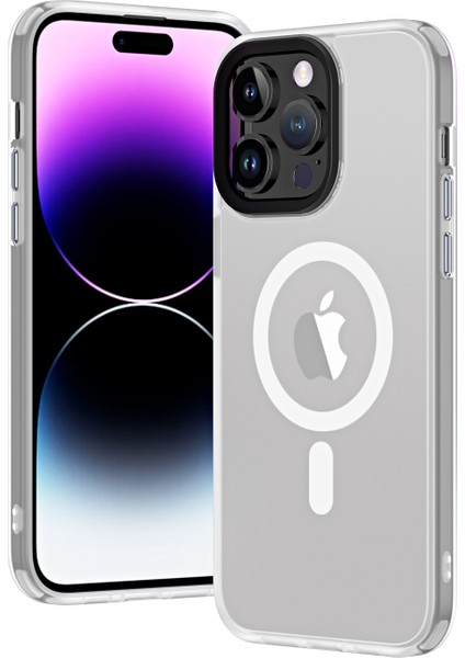 Apple iPhone 14 Pro Max Kılıf Wireless Şarj Özellikli Zore Hibrit Magsafe Kapak-Renksiz