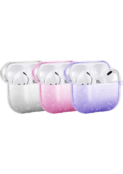 Airpods 3. Nesil Uyumlu Zore Allstar Airbag 32 Parlayan Simli Saydam Renkli Kılıf-Pembe