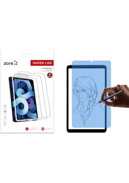 Xiaomi Redmi Pad Se 8.7 Uyumlu Zore Paper-Like Ekran Koruyucu-Şeffaf