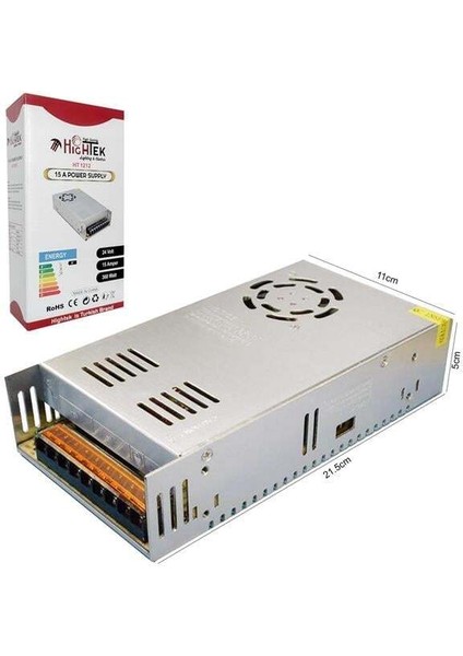 Hıghtek HT-1212 Metal Kasa Adaptör Fanlı 24 Volt 15 Amper