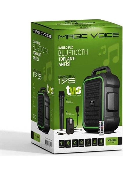 MV-2016 Vhf El+Yaka Mikrofonlu Usb+Sd+Bt Seyyar Anfi