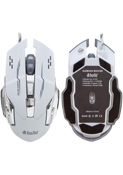HL-4725 Kablolu 3600 Dpı 6 Tuş Fonksiyonlu Beyaz Gamıng Mouse fiyatları