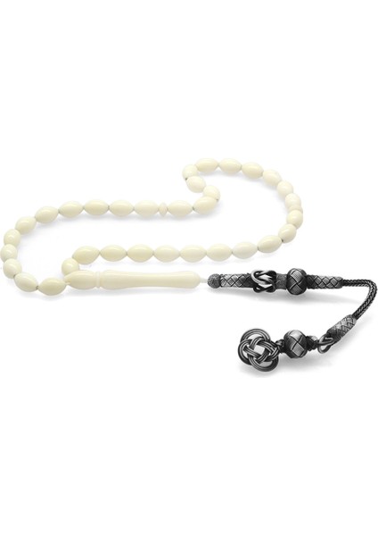 1000 Ayar Gümüş Kazaz Püsküllü Arpa Kesim Deve Kemiği Tesbih