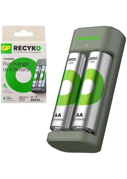 Recyko Pil Şarj Aleti 2li Aa + 2xaa 2600 Mah Pil Hediye