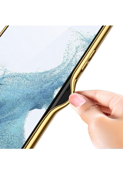 Galaxy S23 Plus Kılıf Deri Görünümlü Kenarları Elektroplating Kaplama Zore Fizyon Kapak-Koyu Yeşil