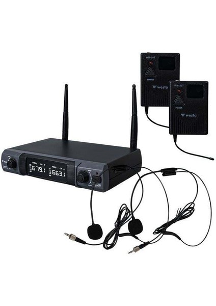 WM-202T 1 Alıcı + 2 Yaka (Lavalier) Kablosuz Uhf Mikrofon Seti