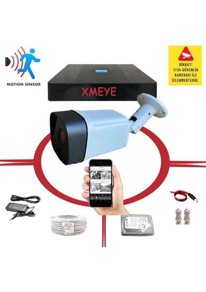 1'li Hareket Algılayan 5 MP Sony Lens 1080P 36 IR LED Metal Kasa Güvenlik Kamerası Seti_ BS 236