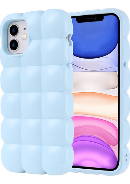 Apple iPhone 11 Kılıf Parlak Esnek Silikon Zore Dom Dom Kapak-Mavi