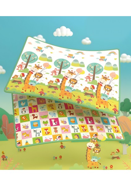 Giraffe Katlanabilir Çift Taraflı Oyun Matı Oyun Halısı 180 x 160 x 1 cm