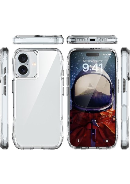 Apple iPhone 16 Kılıf Airbagli Şeffaf Zore Incek Kapak-Şeffaf