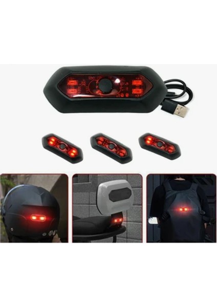 2x LED Kask Işığı, Motosiklet Bisiklet Şarj Edilebilir Arka Kırmızı Gece Sürüşü Için Güvenlik Uyarı Işığı fırsatları