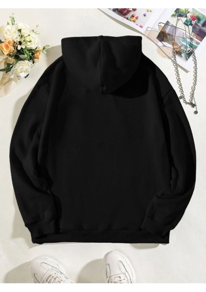 New York Brooklyn Sweatshirt - Siyah Baskılı Oversize Kışlık Kalın Kapüşonlu fiyatları