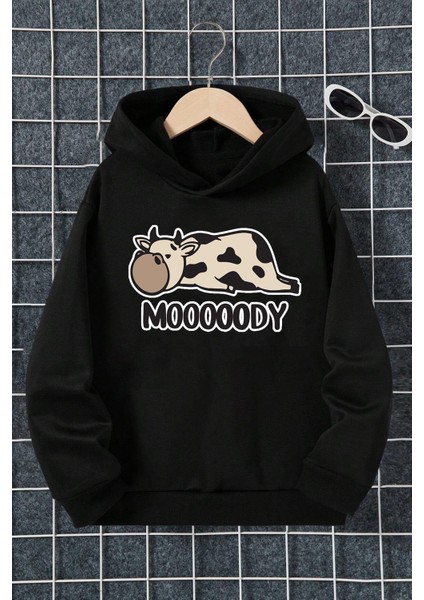 Only Trendwear Mooooody Baskılı Erkek - Kız Çocuk Rahat Kalıp Sweatshirt